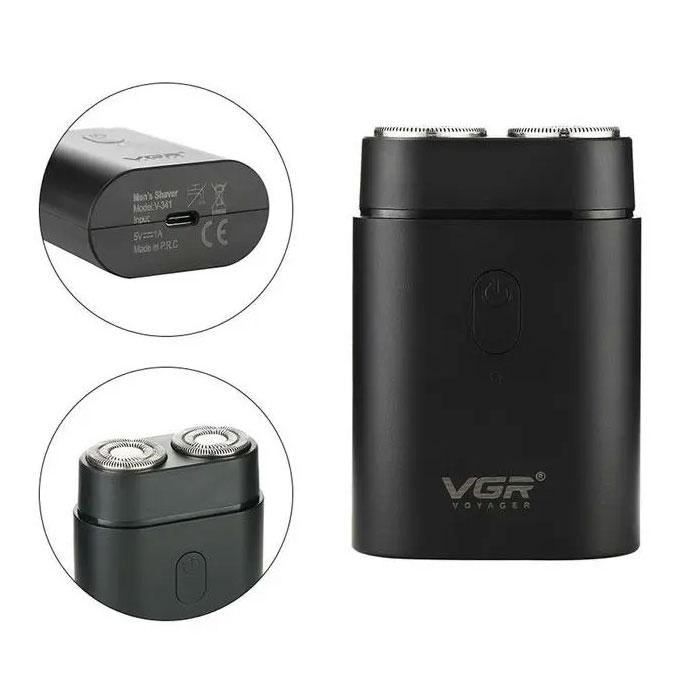 VGR Professional Men's Shaver Cordless Hair Removal - Black - V-341-10