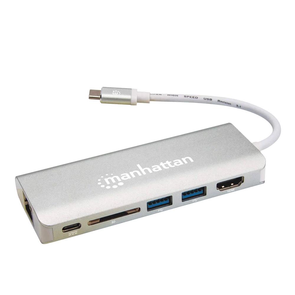 Manhattan SuperSpeed USB-C Multiport Adapter - 152075 - Gray-10