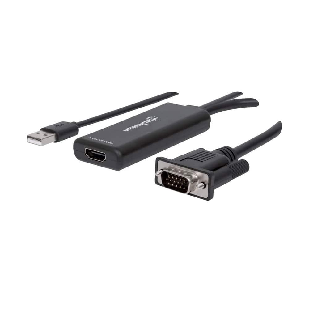 Manhattan VGA and USB to HDMI Converter Converts Analog VGA Video and USB Audio to a Digital HDMI Signal - Black-7