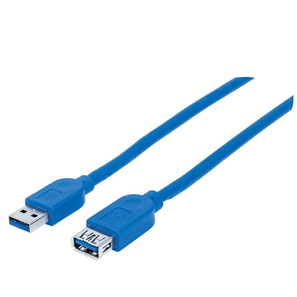 Manhattan 325394 SuperSpeed USB Extension Cable USB 3.0 Type-A Male to Type-A Female -5 Gbps 1 m (3 ft.) - Blue-0