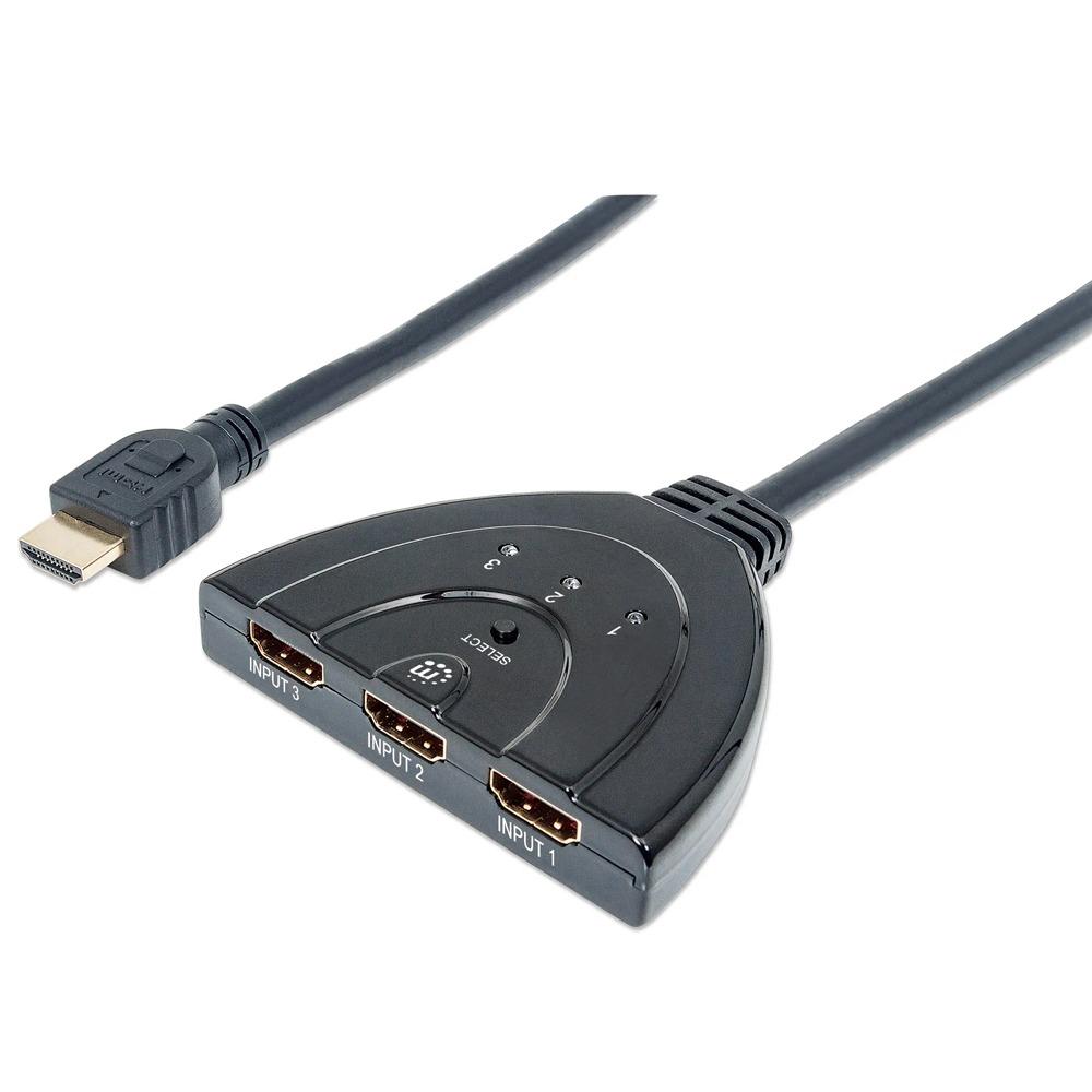 Manhattan 207843 3-port HDMI Switch 1080P Integrated Cable - Black-12