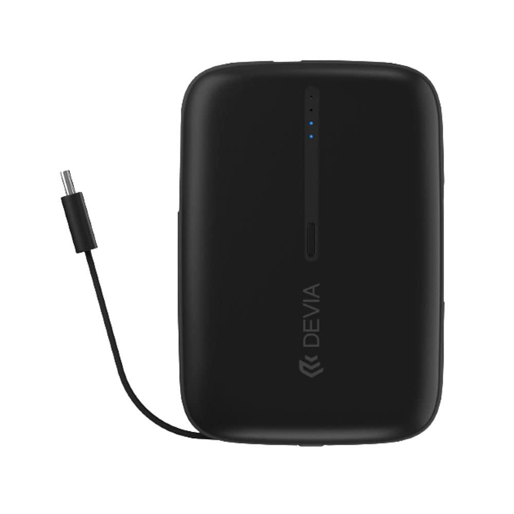 DEVIA Kintone Series Built-in Dual Cable Power Bank 10000mAh Support three devices charging at same time - Black-5