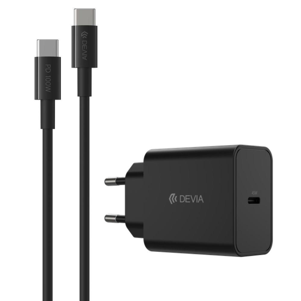 DEVIA Rocket Series Quick Charger 45W PD Set With USB-C Cable - Black - GS-W45A0948 -11