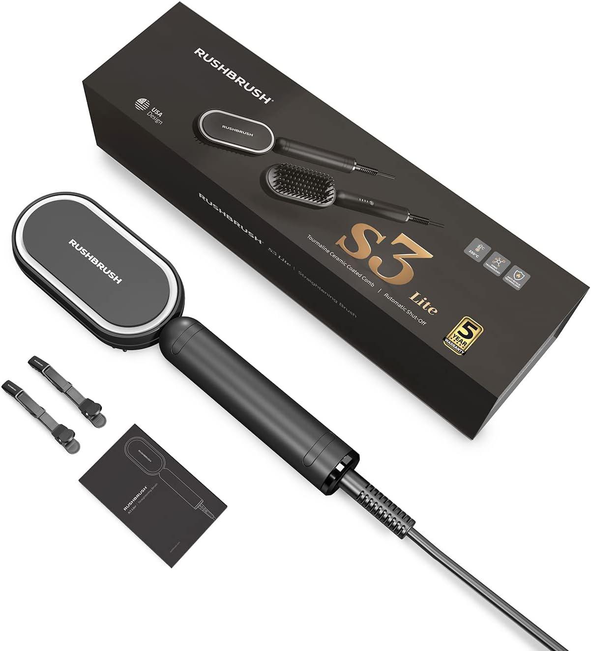 Rush Brush S3 Lite Black,ion tec, 230C, Tourmaline Comb,-4