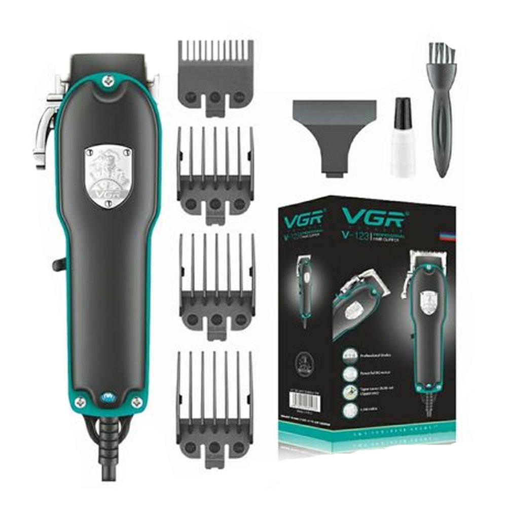VGR Professional Hair Clipper Powerful DC Motor - 4 Guide Combs - Stainless Steel Blades - V-123-19