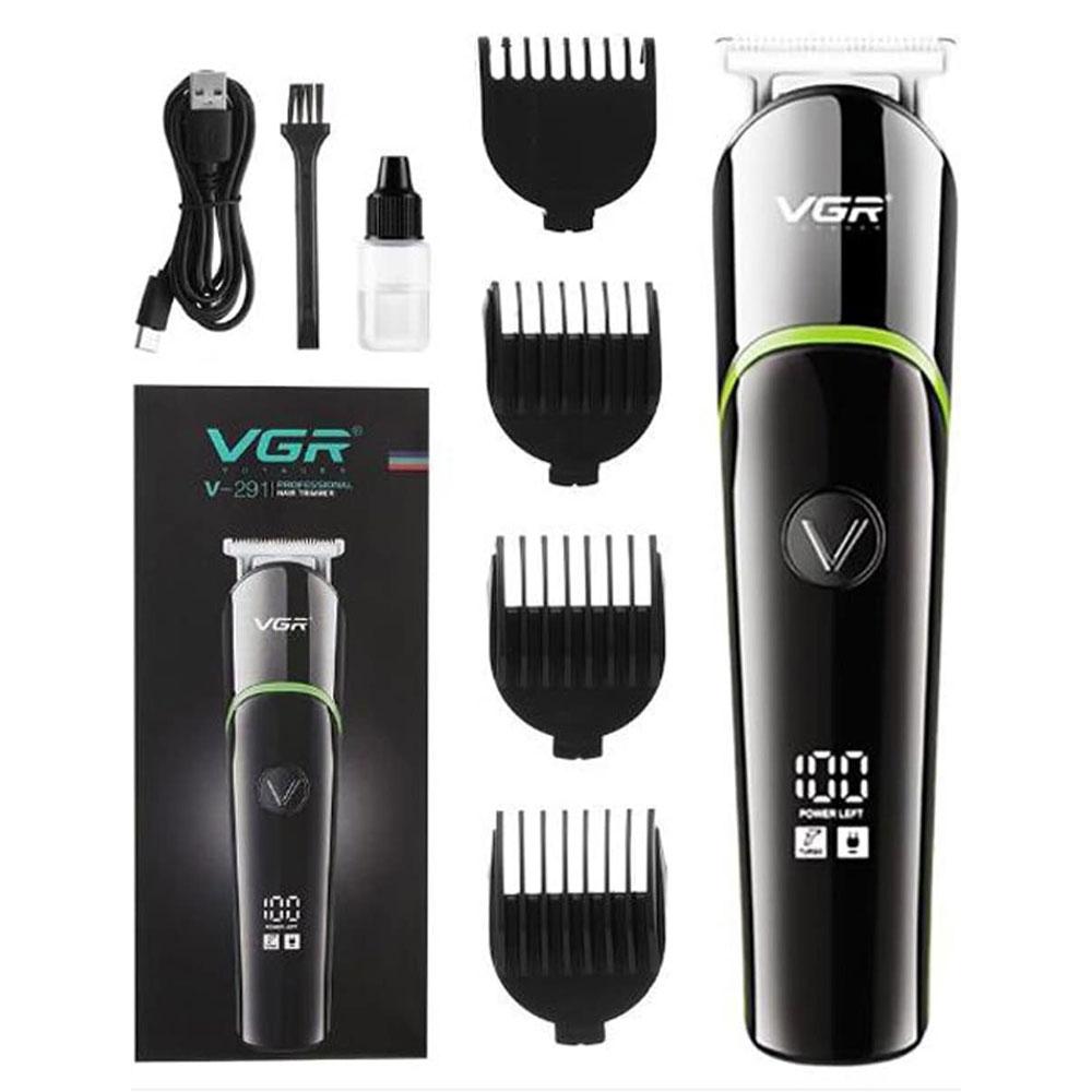 VGR Led Digital Display Pro Li Outliner Electric Cordless Hair Clippers Rechargeable Grooming Kits T-Blade Close Cutting Trimmer - V-291-19