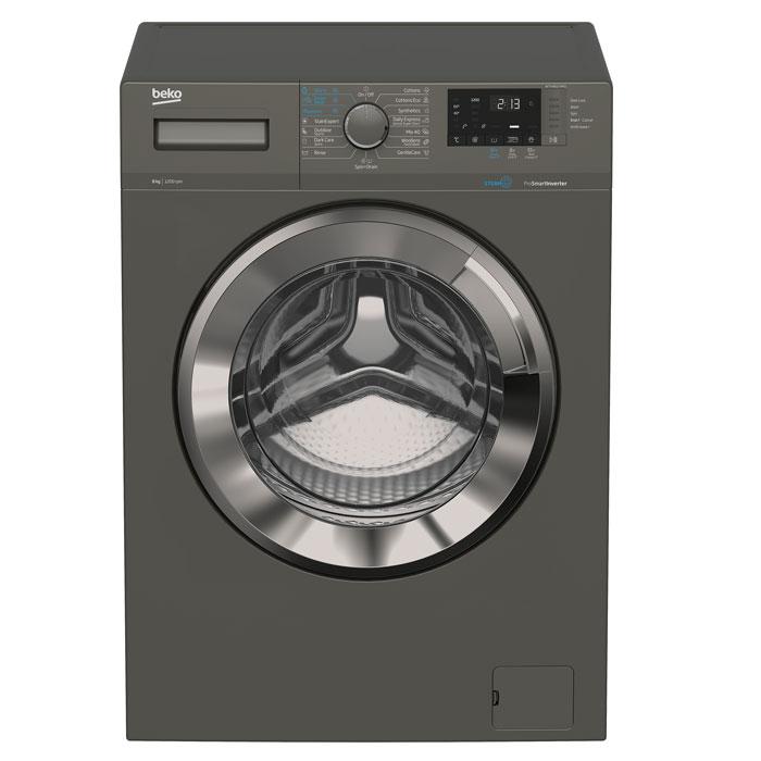 Beko Washing Machine 8Kg Front Loading Full Automatic Digital 1200 Rpm Steam Inverter - Gray - Wtv 8612 Xmci-17