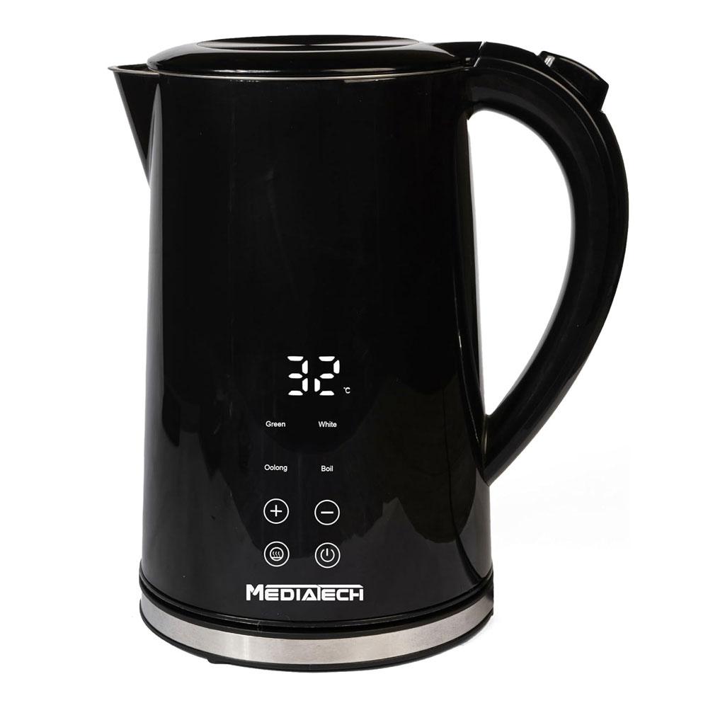 Media Tech Digital Kettle 1.7 Liter 1850 Watt - Avero - With Temperature Selection Display - Black - MT-KDS001-5
