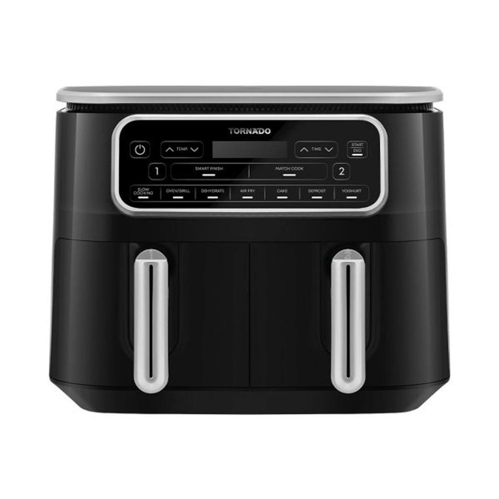 Tornado Air Fryer Dual Cook 8 Liter - 2500 Watt Digital Screen- Black * Silver - THF2508DUBS-8