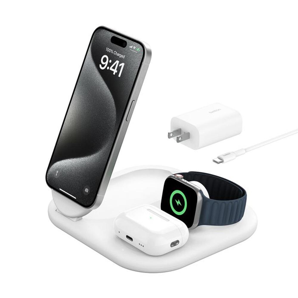 Belkin Boost Charge 3 in1 Magnetic Foldable Wireless Charging Stand with Qi2 15W - White-7